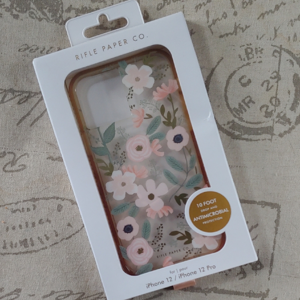 Rifle Paper Co. iPhone 12/12 Pro Case - Pink and Green Floral Design